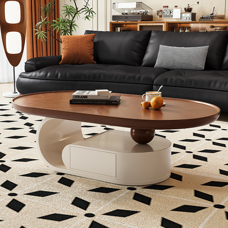 （yskdtc88） Vintage Coffee Table Harper & Bright Designs Walnut 45 in. Vintage Oval Wood Coffee